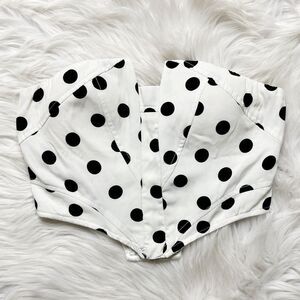 LF Seek The Label Polka Dot Bustier Crop Top White and Black Size XS